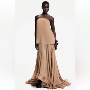 H&M Strapless Tan Maxi Dress